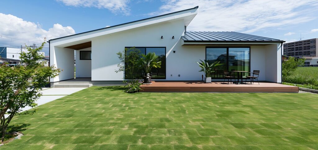 太陽と庭を活かす、平屋の設計(デモ) 施工写真